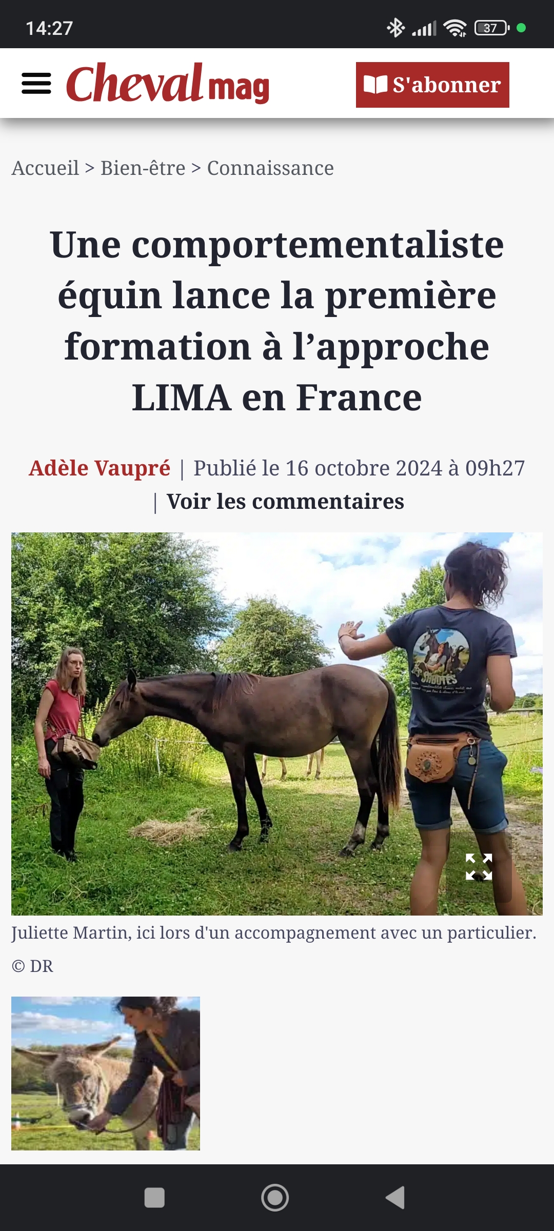 Article Formation Equi'LIMA sur Cheval Mag